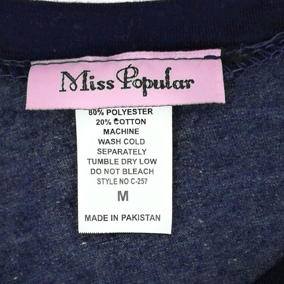 Miss Popular Blue "Nothing But Good Time" Short Sleeve T Shirts Medium - Picture 3 of 3